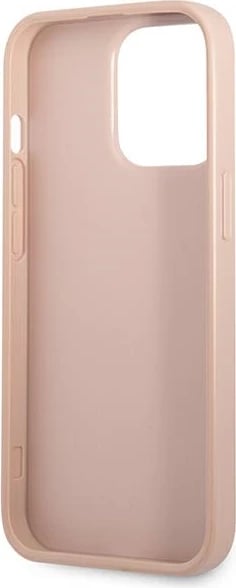Mbështjellës Guess Saffiano Triangle për iPhone 13 Pro / 13, hardcase, rozë, me hapësirë kartelash