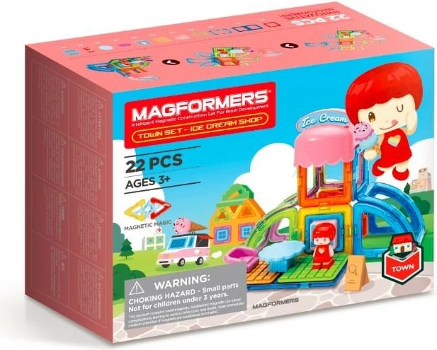Set lodrash ndërtimi magnetike Magformers Town Set Ice Cream Shop, 22 pjesë