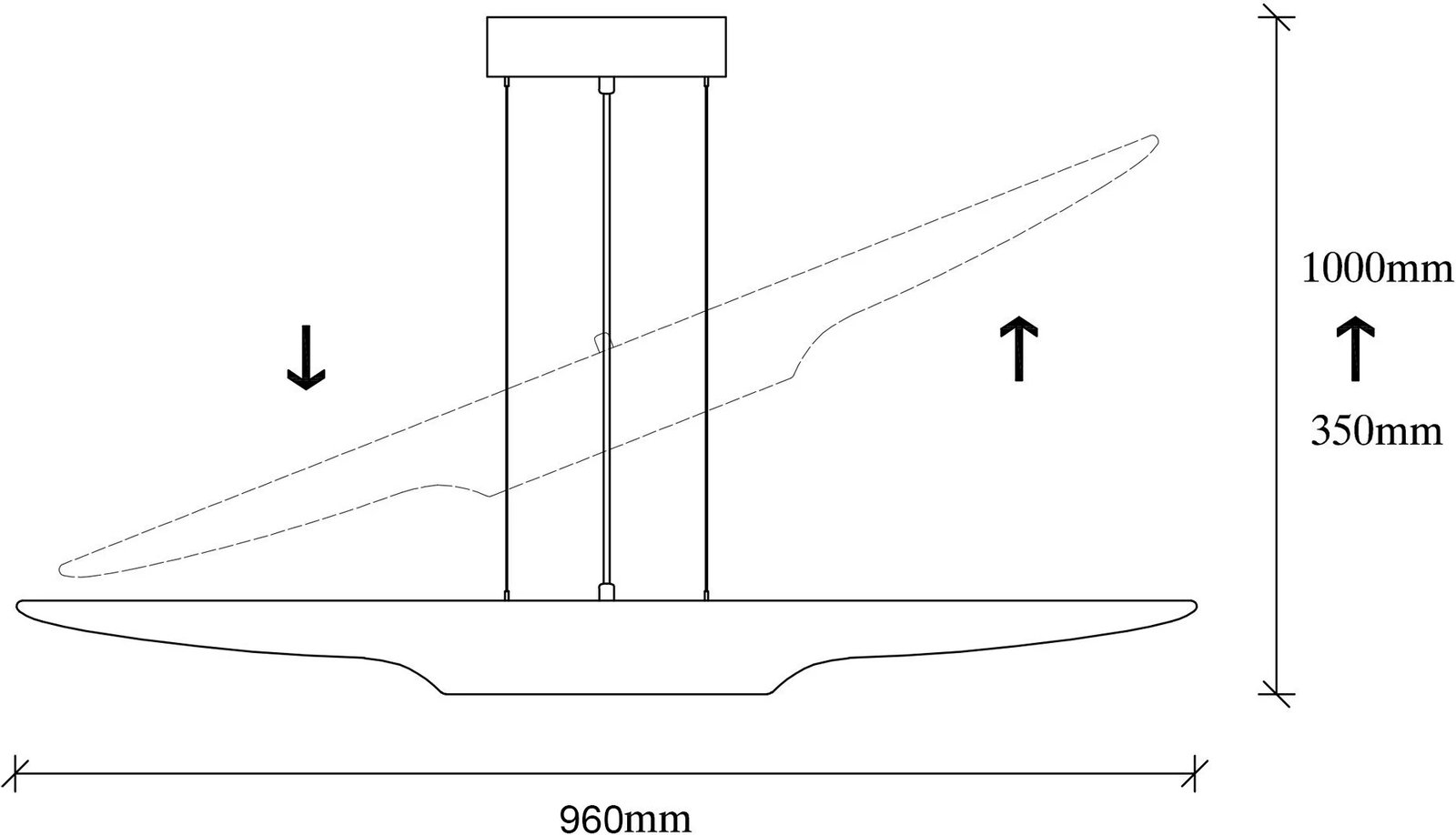Llambë tavani Opviq, Efsun - 581-S, ngjyrë e zezë, lartësi e rregullueshme