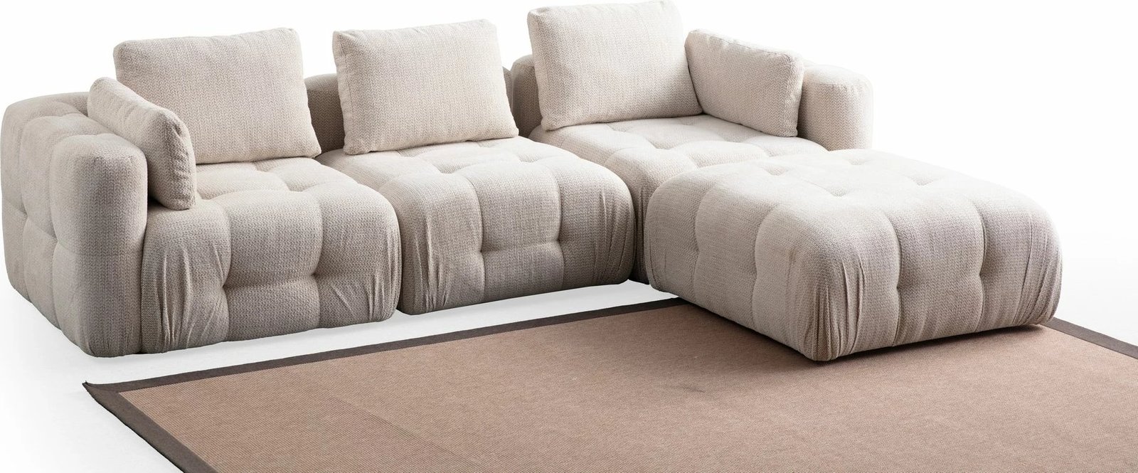 Këndare Amaris 3 vende me pouffe, bezhë