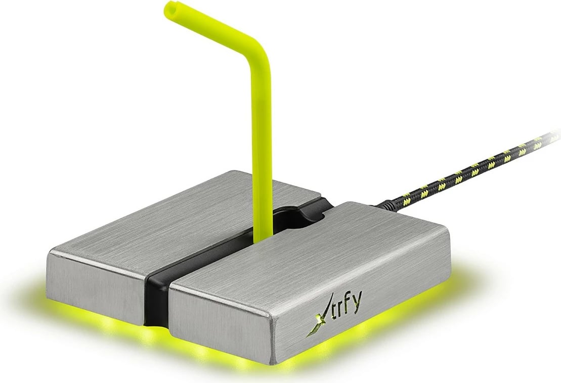 Mouse bungee Cherry Xtrfy B4 me LED, 4 porta USB, argjendtë/verdhe