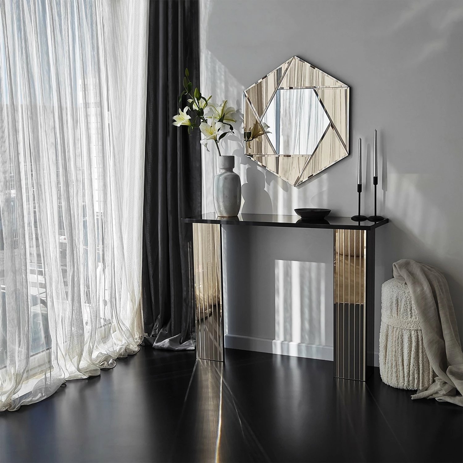 Komodë Hanah Home, 3 sirtarë, ngjyrë bronzi