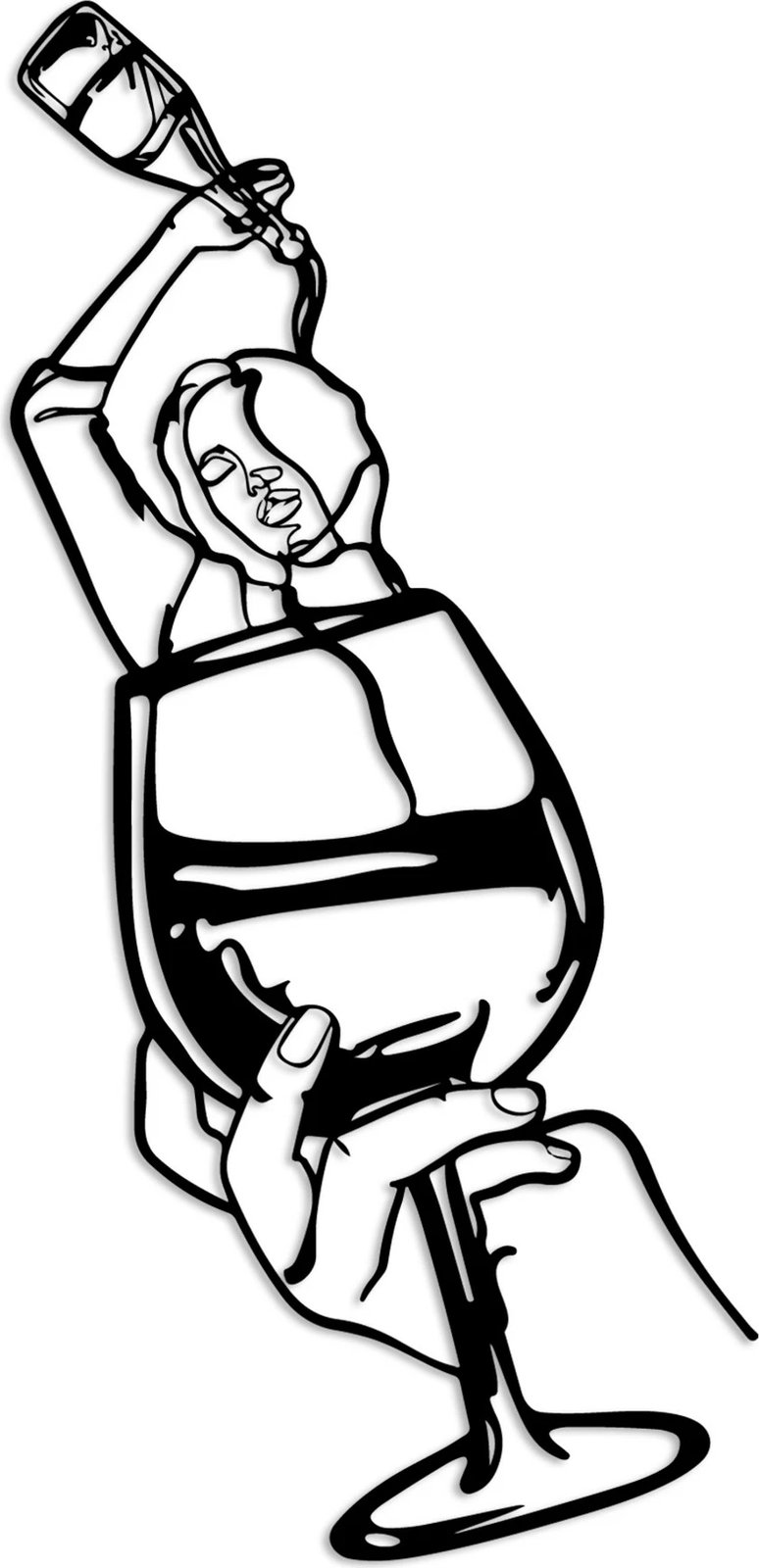 Aksesor dekorativ metalik për mur, Wallity, Bicchiere, ngjyrë e zezë