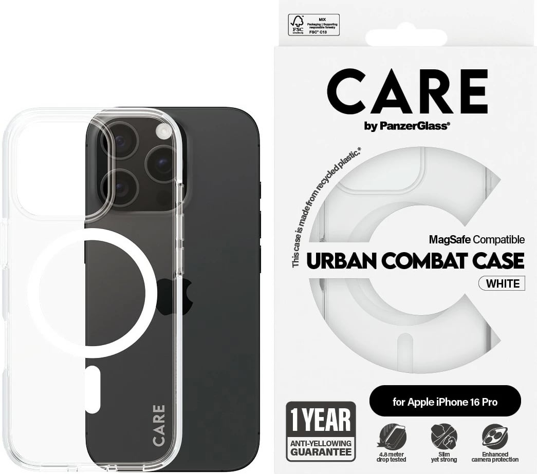 Mbështjellës PanzerGlass CARE Case Flagship MagSAFE për iPhone 16 Pro, transparent