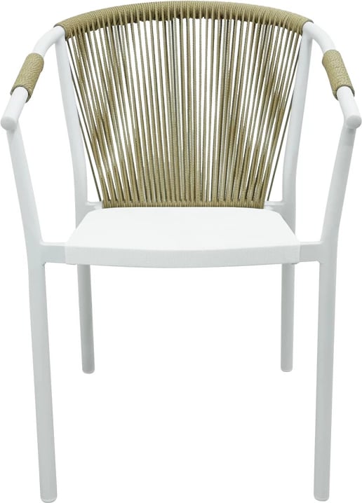 Karrige alumini, ngjyrë e bardhë, tekstilene-ratan, 56x63x82cm