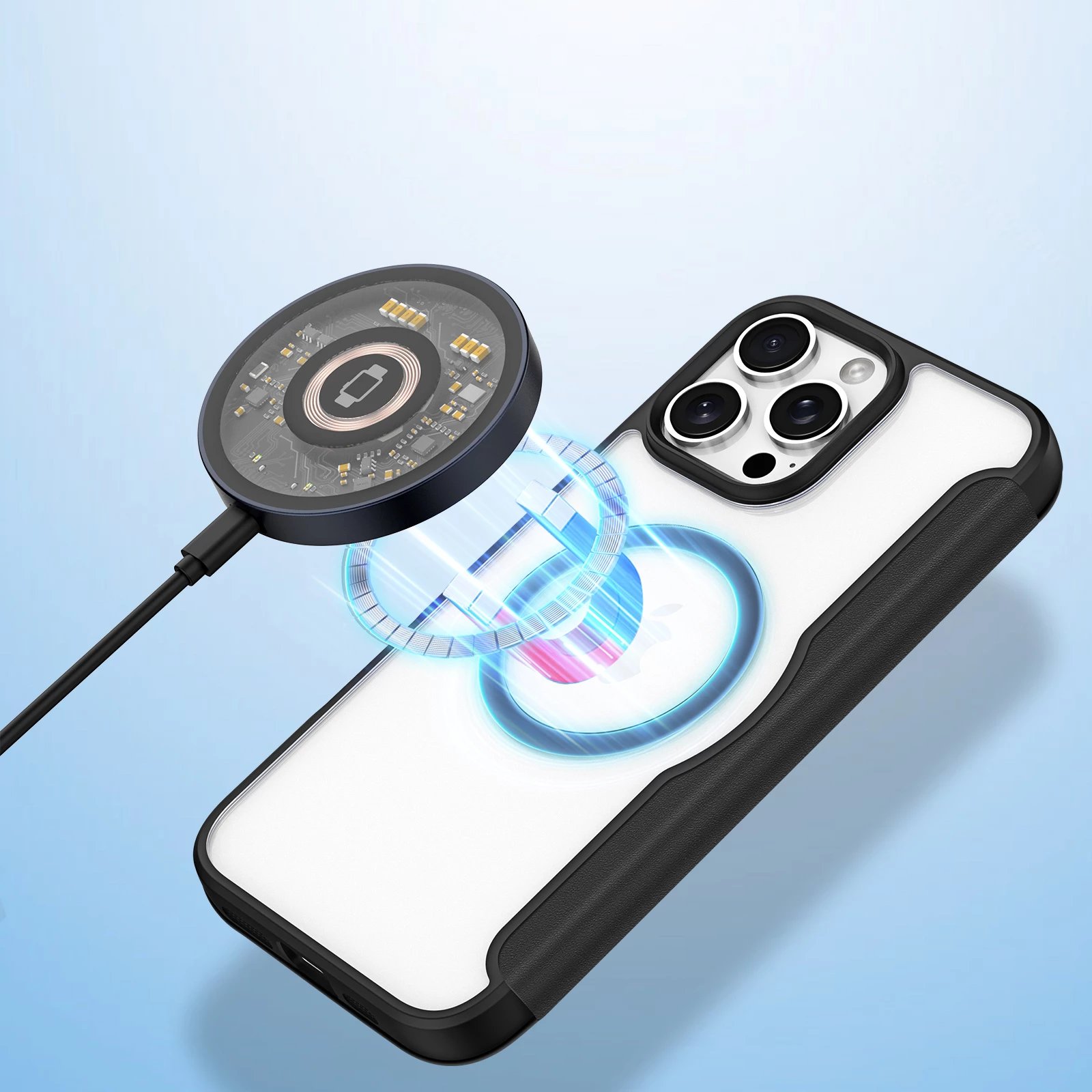 Mbështjellës Dux Ducis Skin X Pro për iPhone 16 Pro, me MagSafe, me kapak, i zi