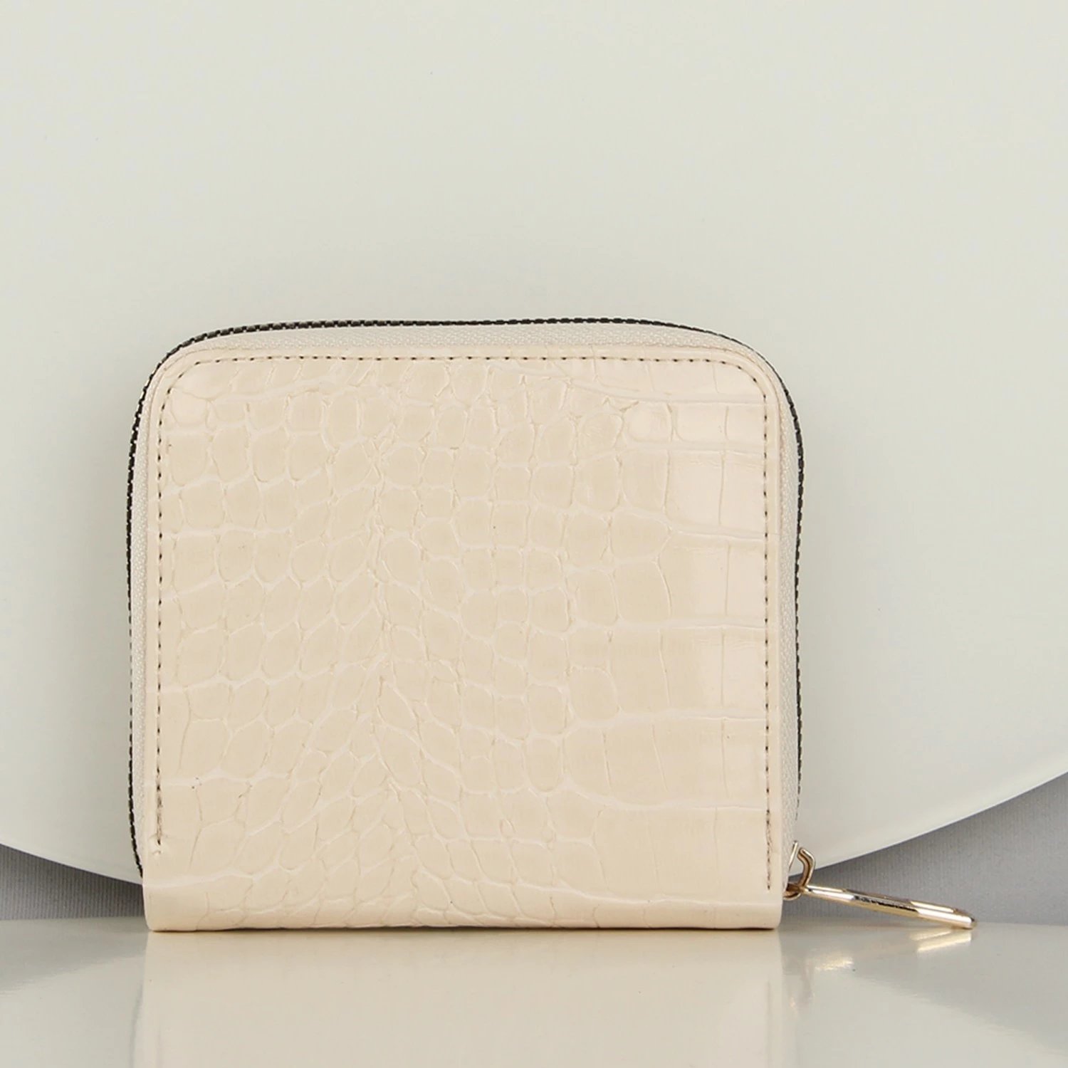 Portofol lëkure, ngjyrë bezhë, Zoozie Bags, 11.5x10.5cm