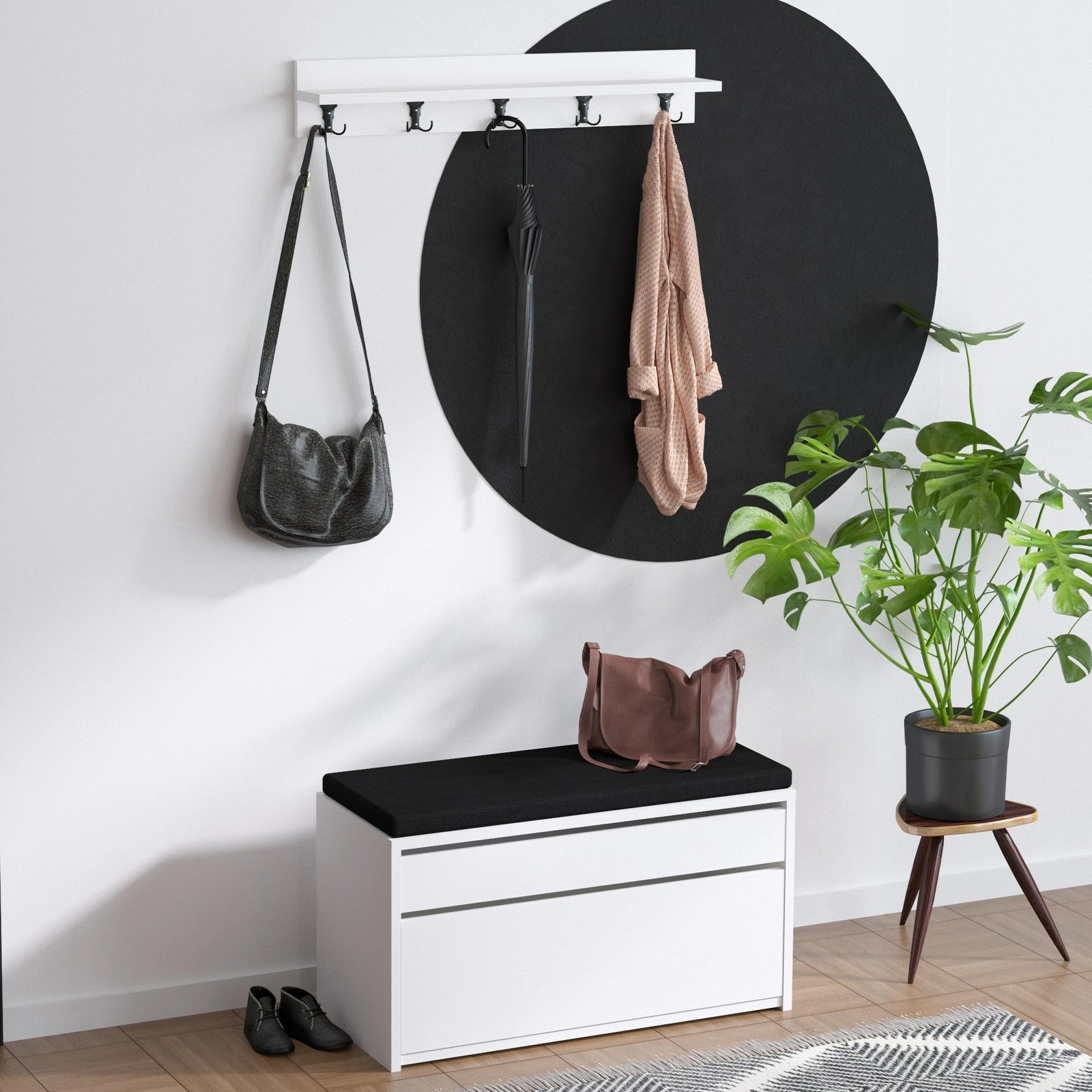 Dollap për këpuca Hanah Home, Dory, bardhë e zi