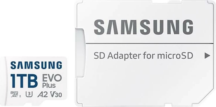 Kartelë memorie microSD Samsung EVO Plus 1TB me adapter SD, Bardhë