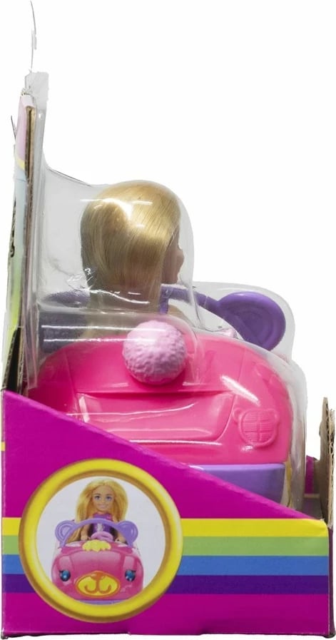 Set lodrash Barbie Chelsea me kukull të vogël bionde, makinë lodër dhe ariush, shumëngjyrëshe