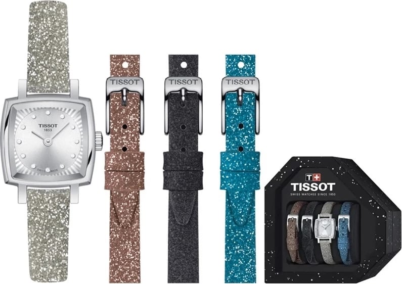 Orë dore TISSOT LOVELY W-Diamonds për femra, me rripa të ndërrueshëm