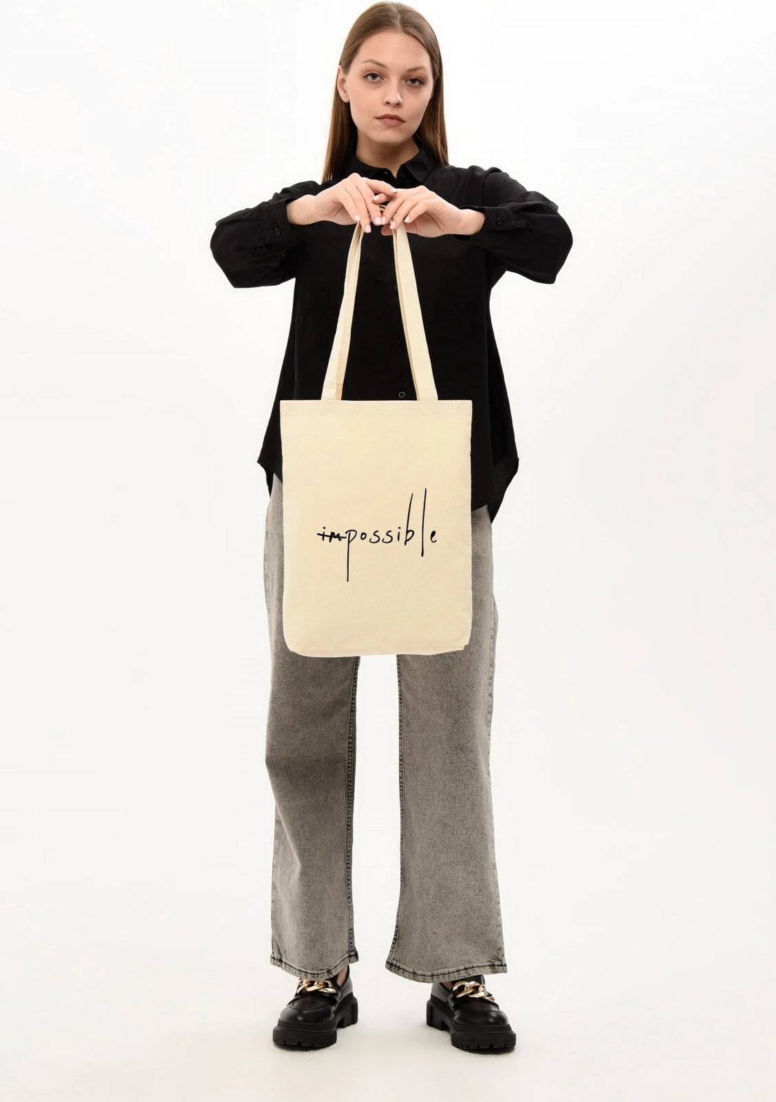 Çantë tote Zoozie Bags, krem, 35x40x8cm