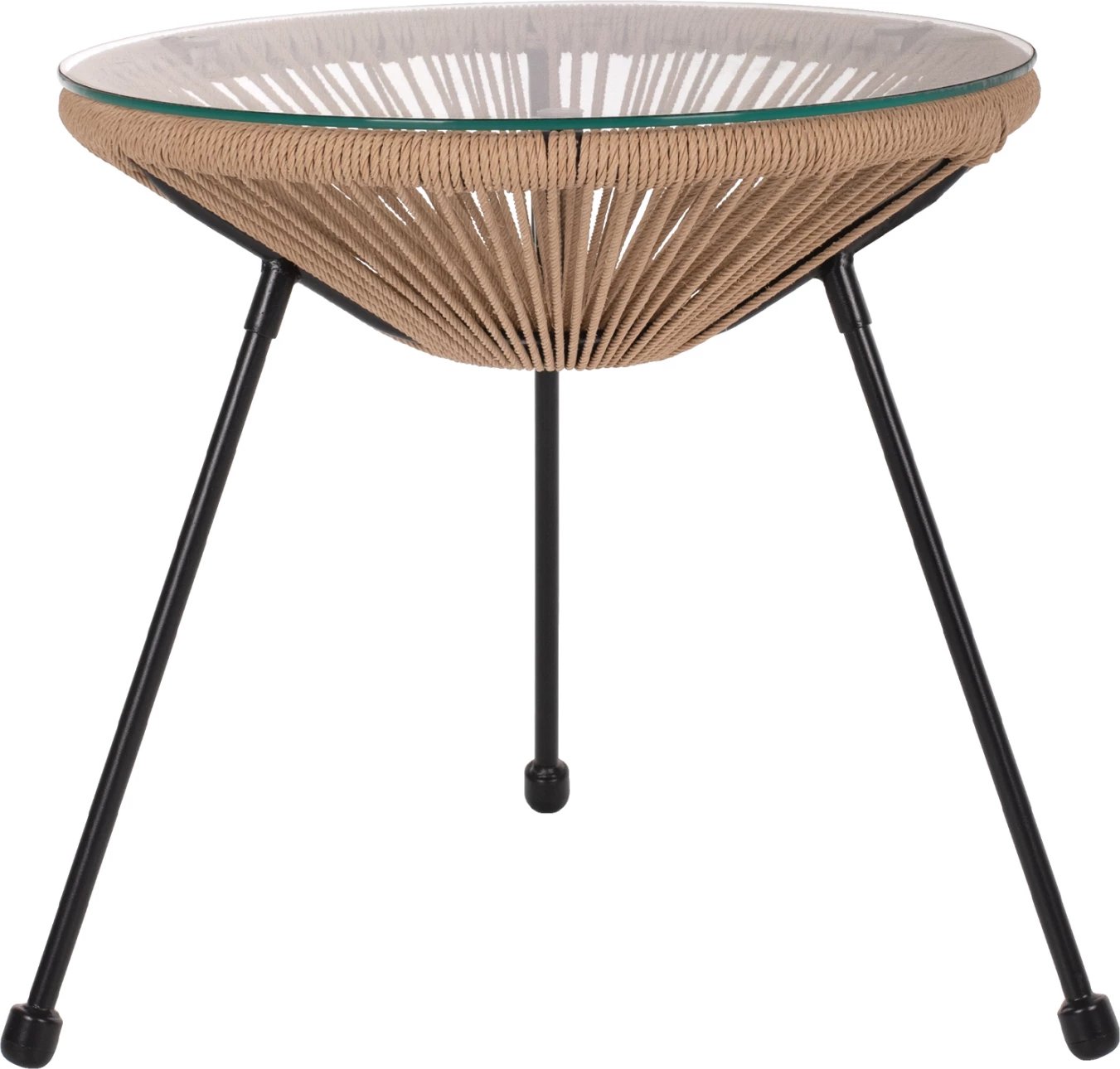 Tavolinë anësore profesionale ALLEGRA, këmbë metalike të zeza, ratan natyral, FH5873.01, D47Χ45Hcm