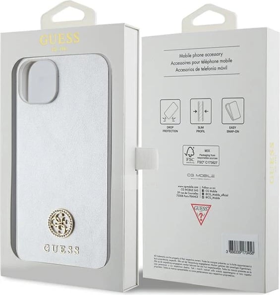 Mbështjellës Guess GUHCP15MPS4DGPS për iPhone 15 Plus 6.7", argjendtë Mbështjellës Guess GUHCP15MPS4DGPS për iPhone 15 Plus 6.7", argjendtë