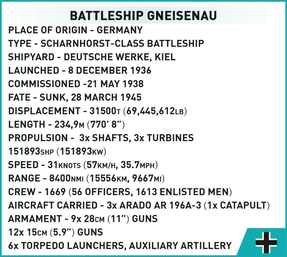 Set ndërtimi Cobi Klocki Battleship Gneisenau, 2417 pjesë, Historical Collection, gri/e kuqe Set ndërtimi Cobi Klocki Battleship Gneisenau, 2417 pjesë, Historical Collection, gri/e kuqe