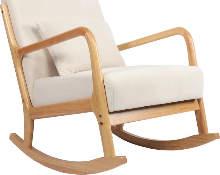 Karrige lëkundëse Edeldy, material krem, këmbë ngjyrë natyrale, 102x66x99cm