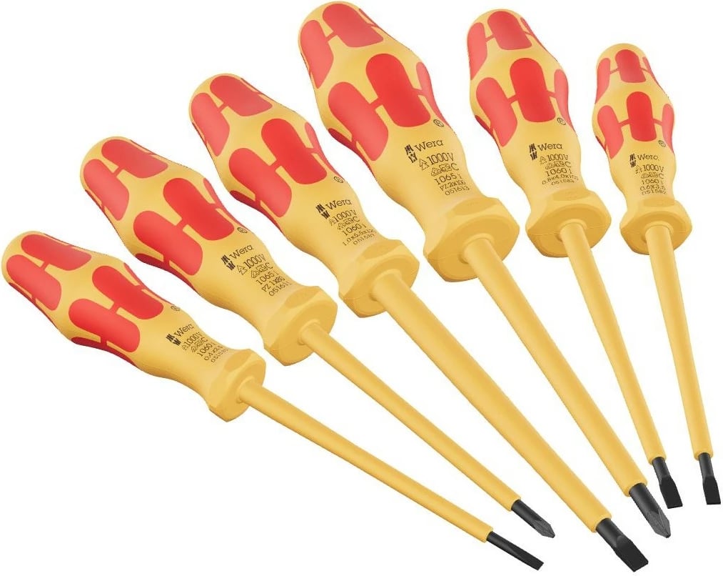 Set kaçavidash Wera 1060 i/1065 i/6 VDE, 6 copë, 230 mm, çelik, verdhë/kuqe