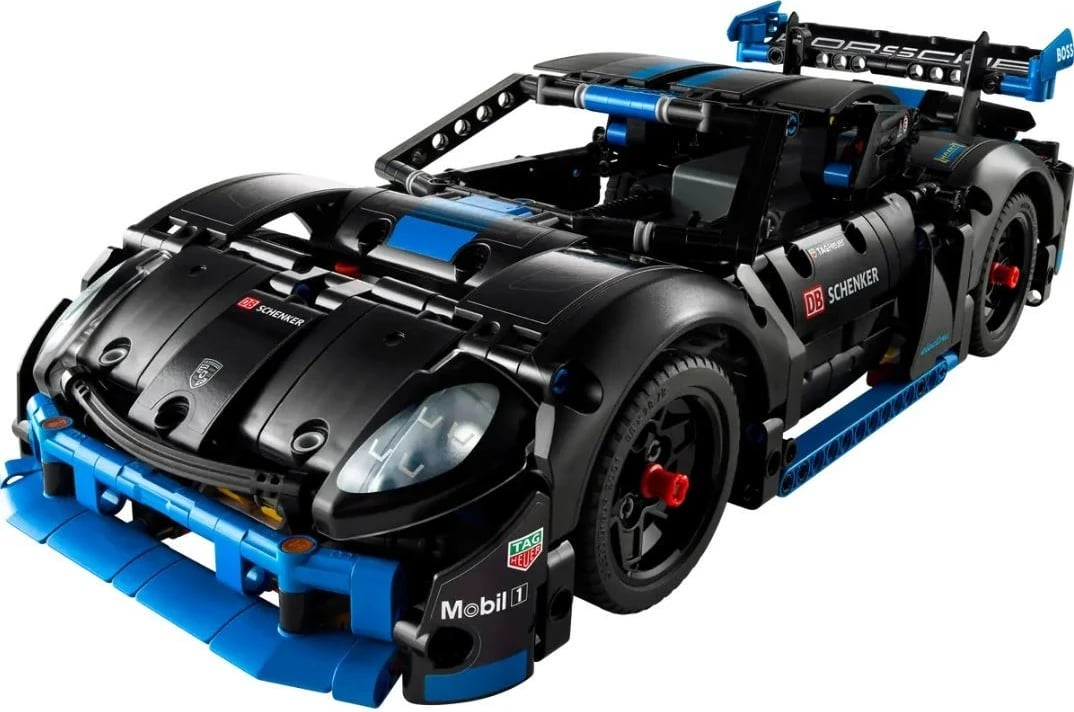 Set ndërtimi LEGO Technic Porsche GT4 e-Performance Racing Car 42176, 834 pjesë, i zi/blu