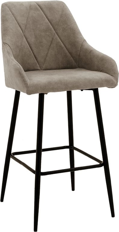 Karrige për bar Empower metal këmbë të zeza-stof ngjyrë gri-kafe antike