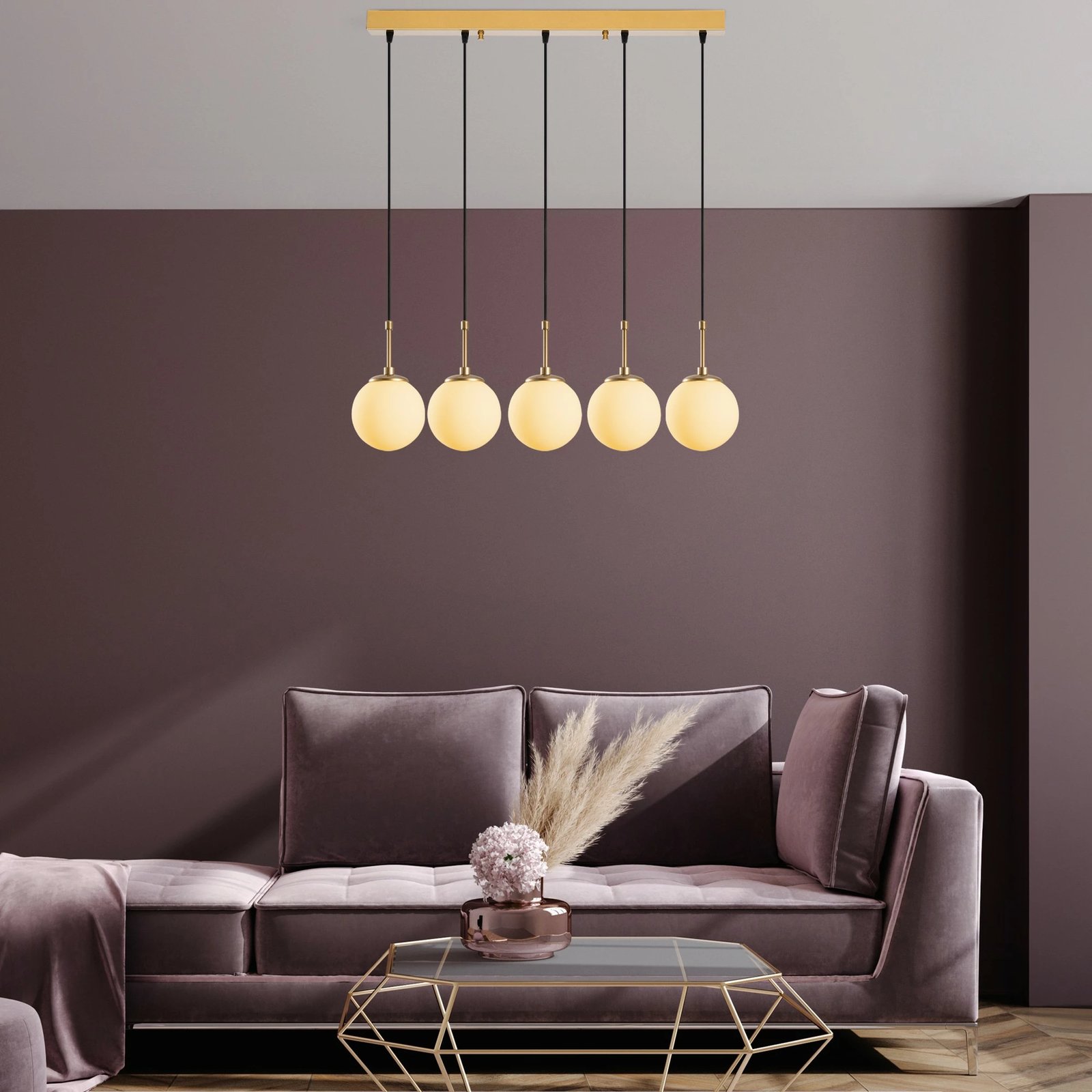 Llambë tavani Opviq Orbital, ngjyrë ari, 80x15x115cm