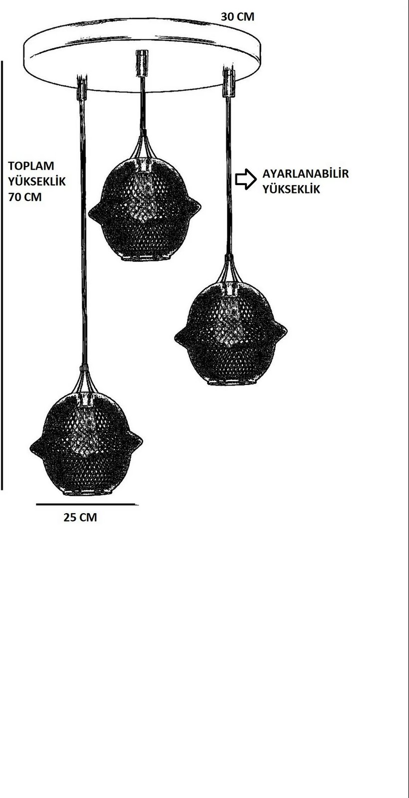 Llambë tavani Opviq Merkür, 3 pjesë, tepsi, ngjyrë e zezë
