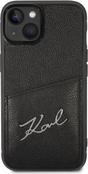 Mbështjellës Karl Lagerfeld Signature Logo Cardslot për iPhone 14 Plus, i zi