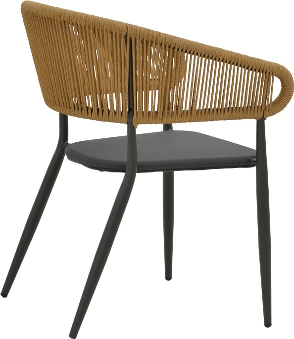 Karrige alumini Raven e grumbullueshme, kornizë antracit-tekstilen, ratan natyral, 57x62x78cm