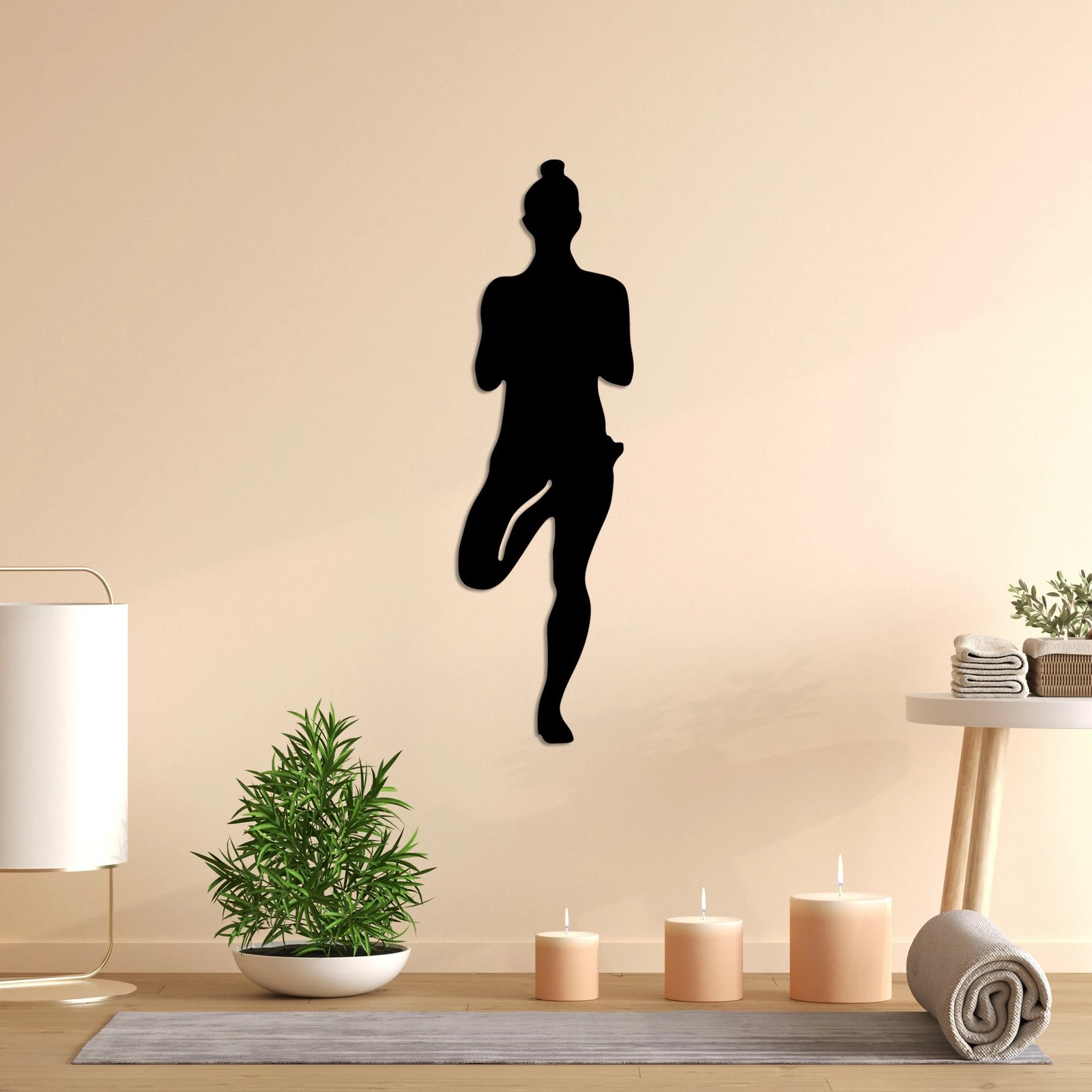 Aksesor dekorativ metalik për mur, Yoga 2, ngjyrë e zezë, Wallity, 18x60cm