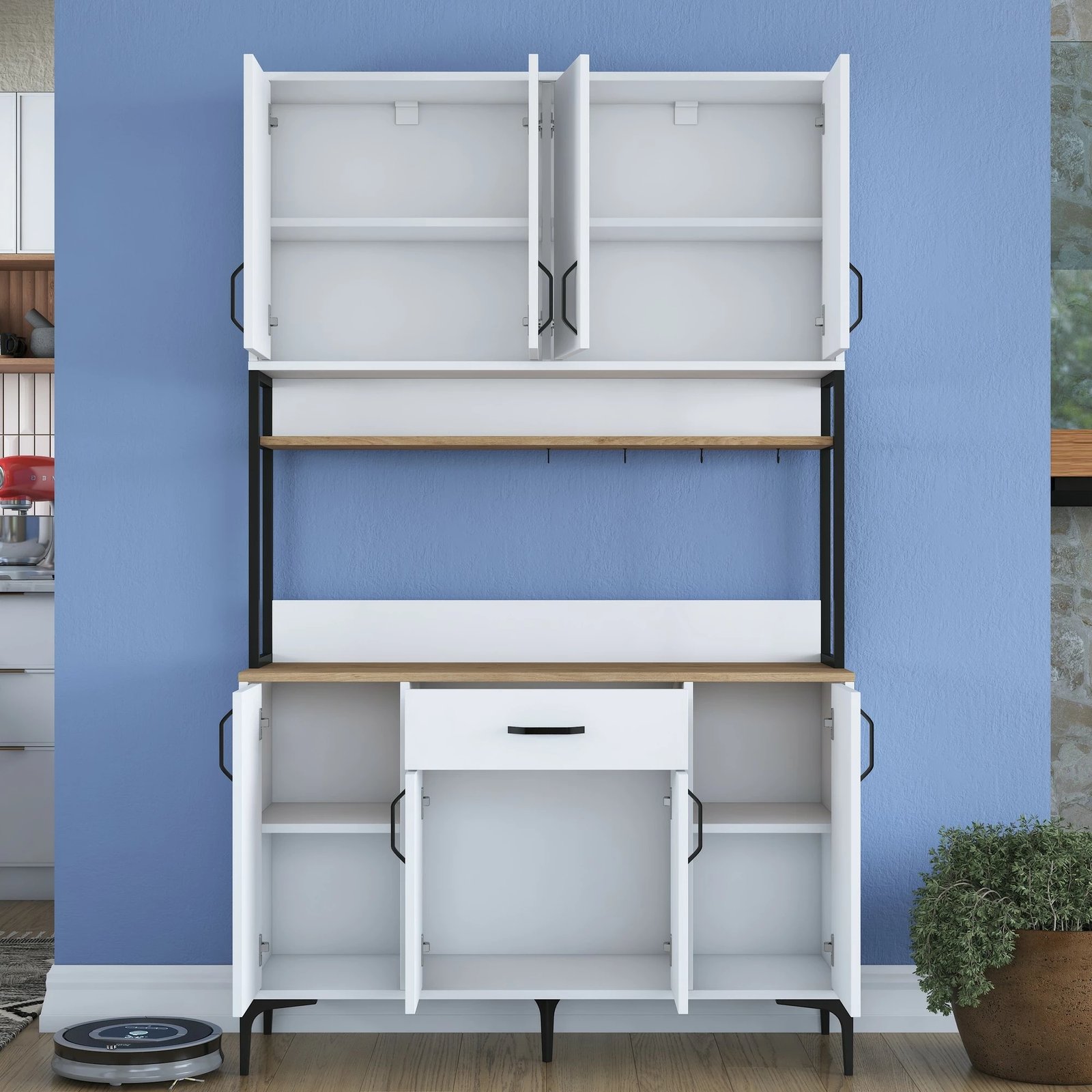 Dollap shumëpërdorimësh, ngjyrë arre dhe e bardhë, Skye Decor, JE127 - 3401