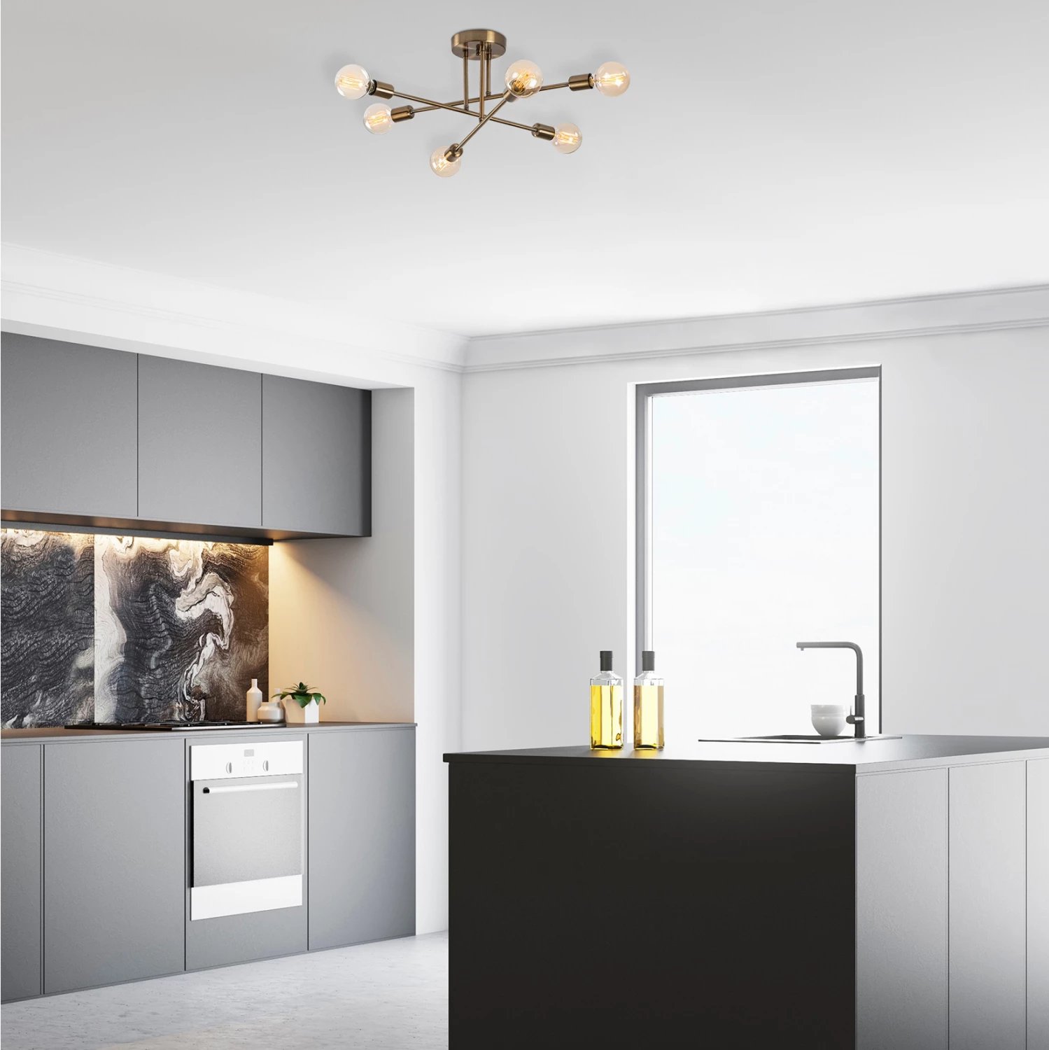 Llambë varëse metalike vintage,FH7239, 64x64x30cm