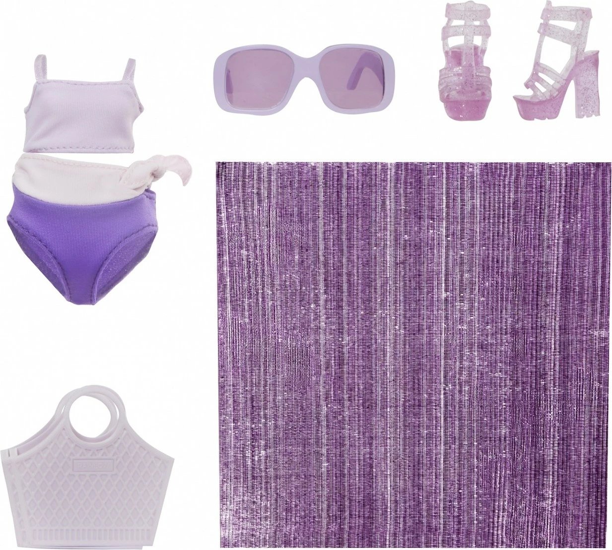 Kukull Rainbow High Swim & Style Violet nga MGA, me aksesorë, për vajza, vjollcë