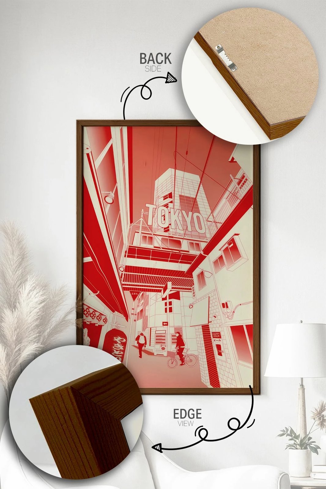 Pikturë dekorative me kornizë, shumëngjyrëshe, Wallity, Lmnmdlkahve14, 33x48cm