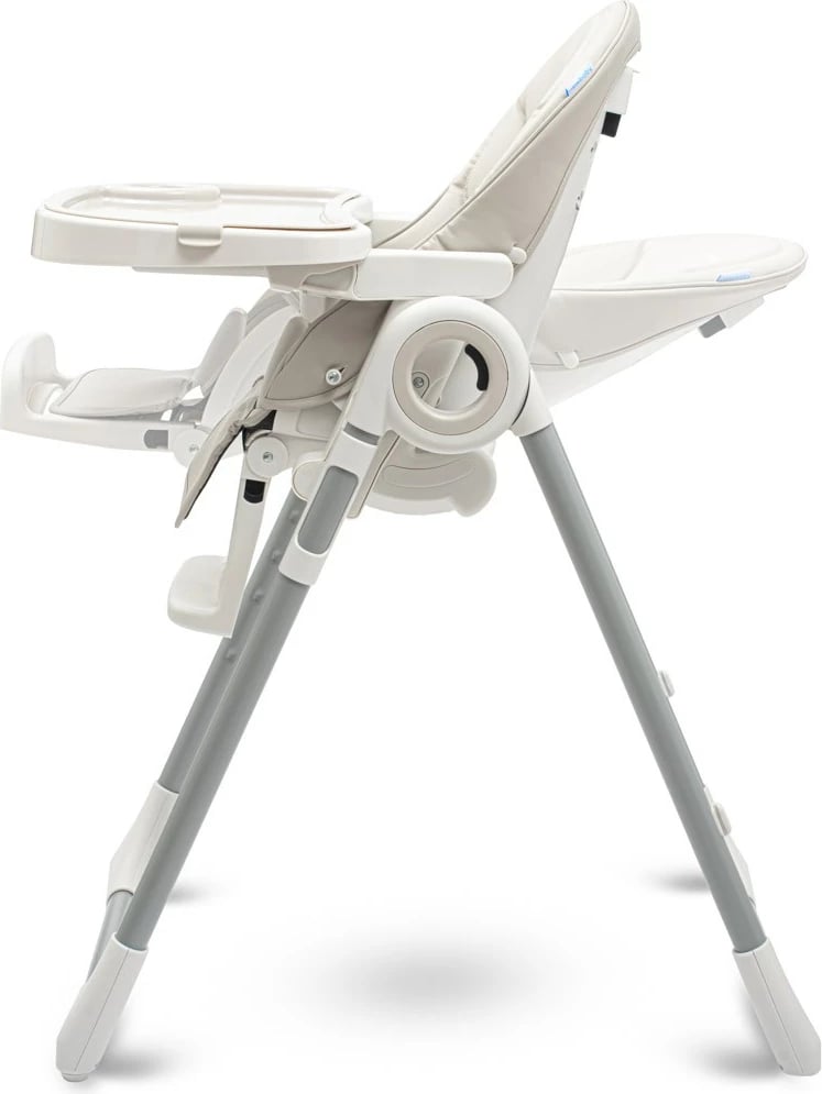 Karrige ushqimi për fëmijë, NEW BABY Iris, rregullim lartësie 5 hapa, shpinore 6 pozicione, tabaka dyshe, deri 15 kg, gri e ngrohtë