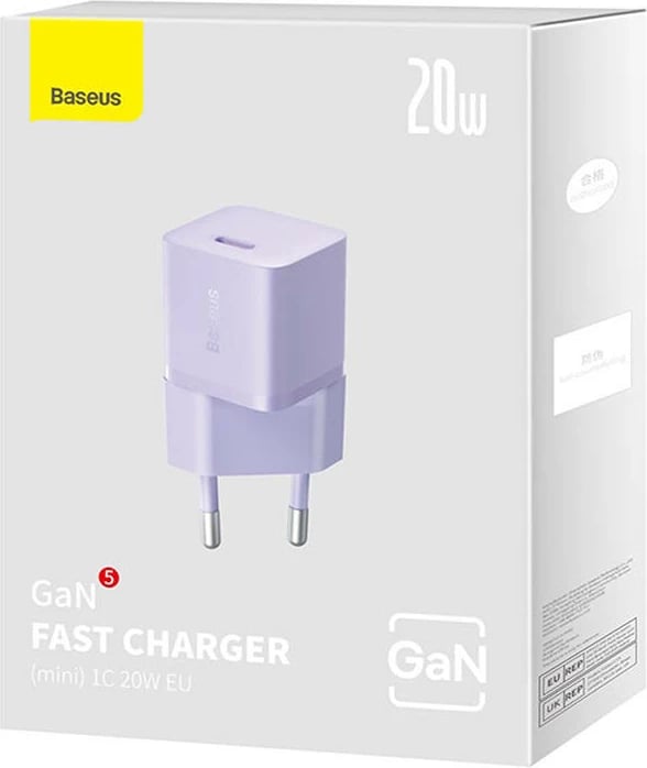 Karikues muri mini Baseus GaN5, 20W, Type-C, vjollcë