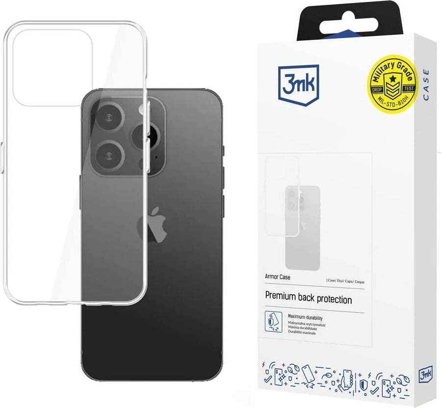 Mbështjellës 3mk Armor Case për iPhone 15 Pro Max, Transparent