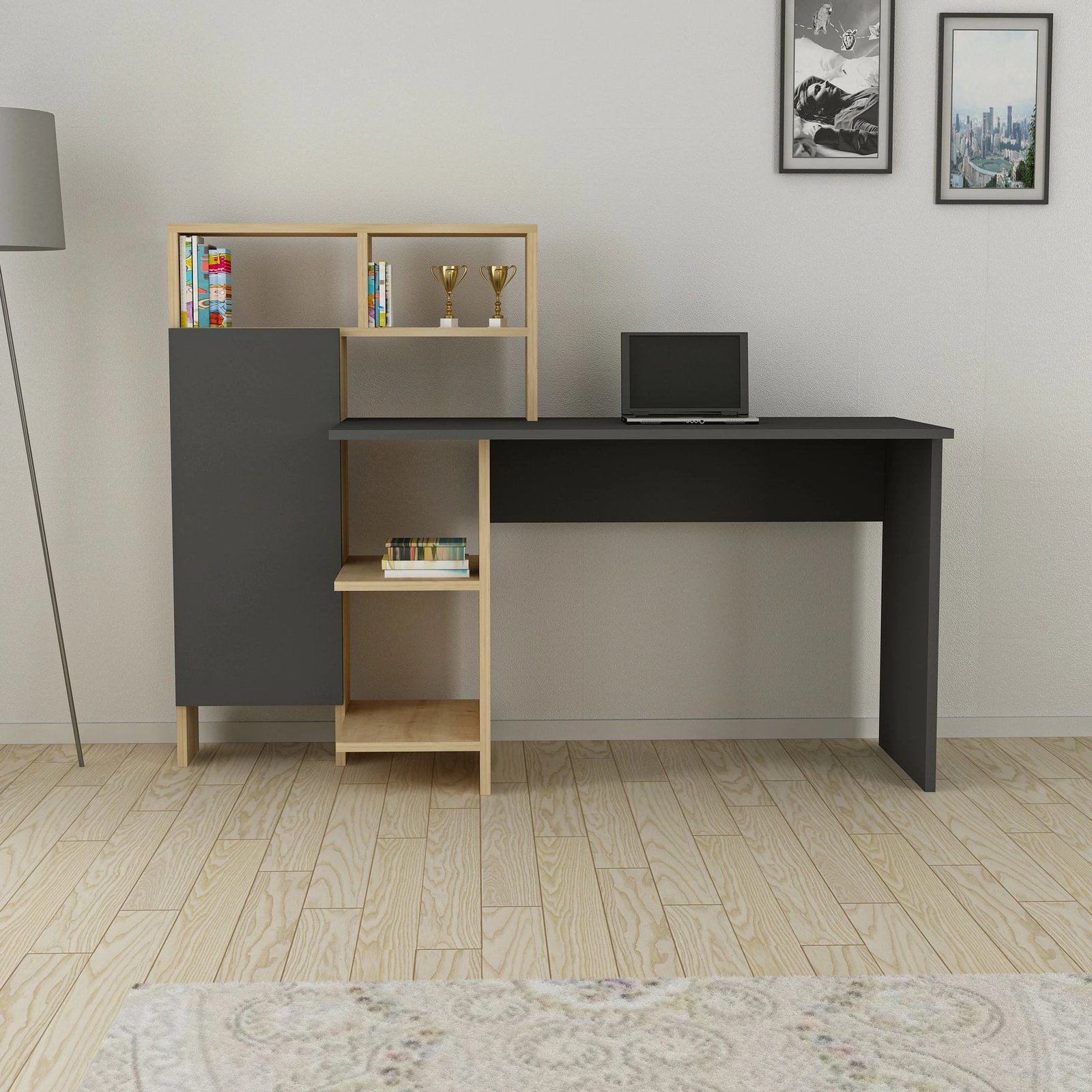 Tavolinë studimi Hanah Home, Bugra, antracit dhe lis