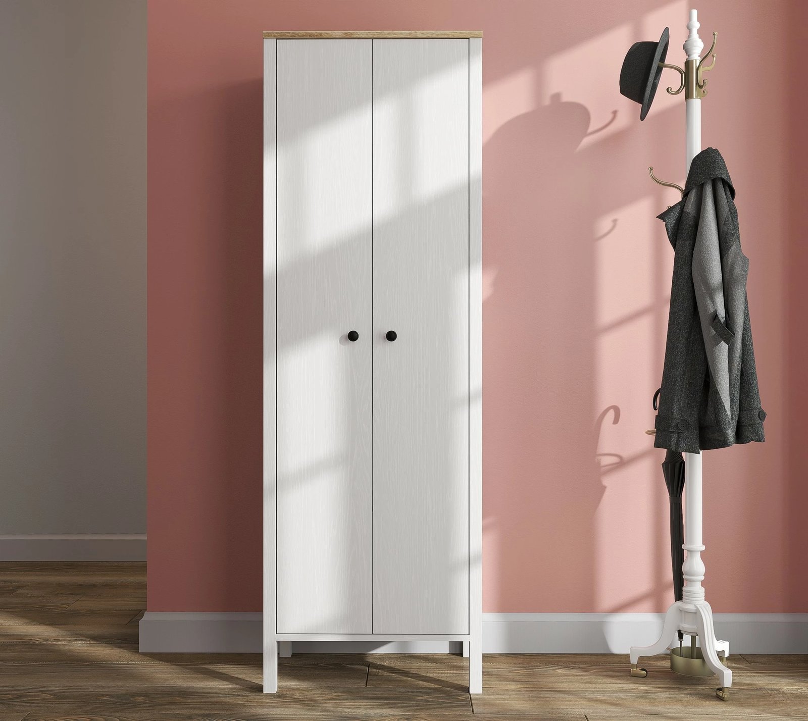 Stendë korridori Hanah Home, FRN-20080, ngjyrë druri dhe e bardhë