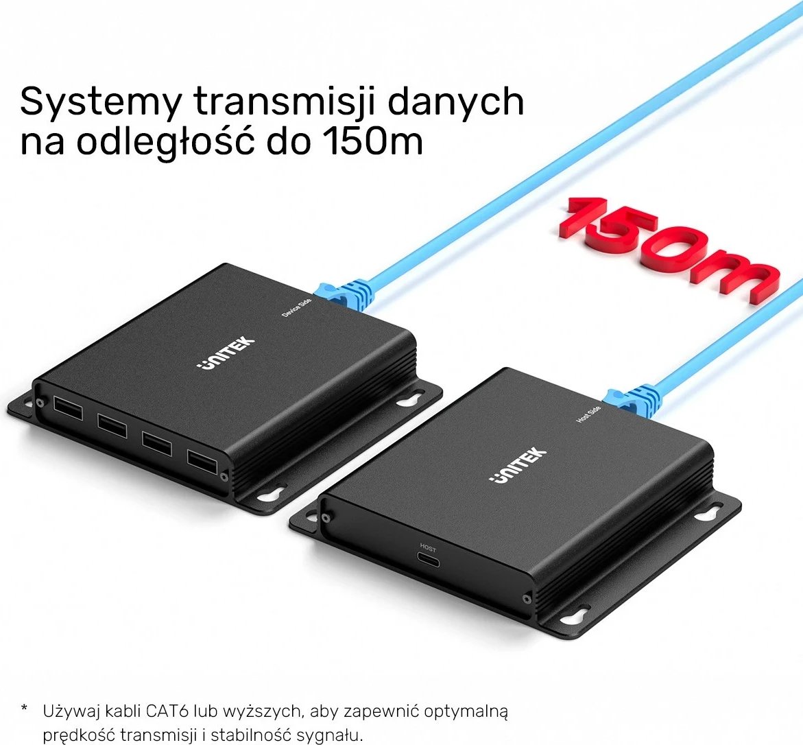 USB-C extender Unitek, 4x USB-A, Ethernet, 150m, 480Mbps