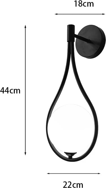 Llambë muri Teary, metal, ngjyrë e zezë-bardhë, 16x12x37cm