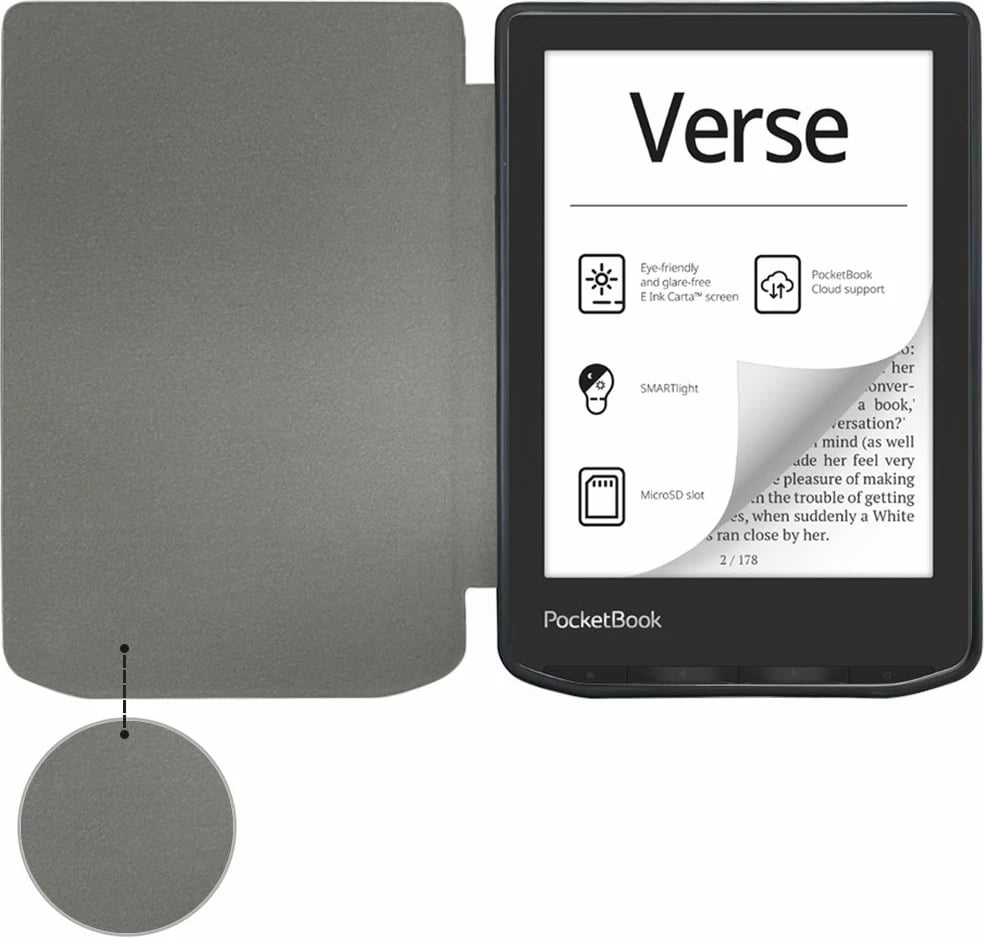 Mbështjellës Tech-Protect SmartCase për PocketBook Verse / Verse Pro, e zezë