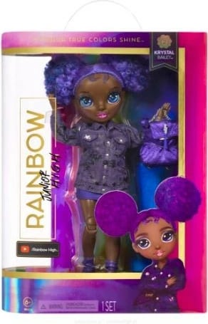 Kukull Rainbow High Junior Krystal Bailey me aksesorë, 23 cm, vjollcë