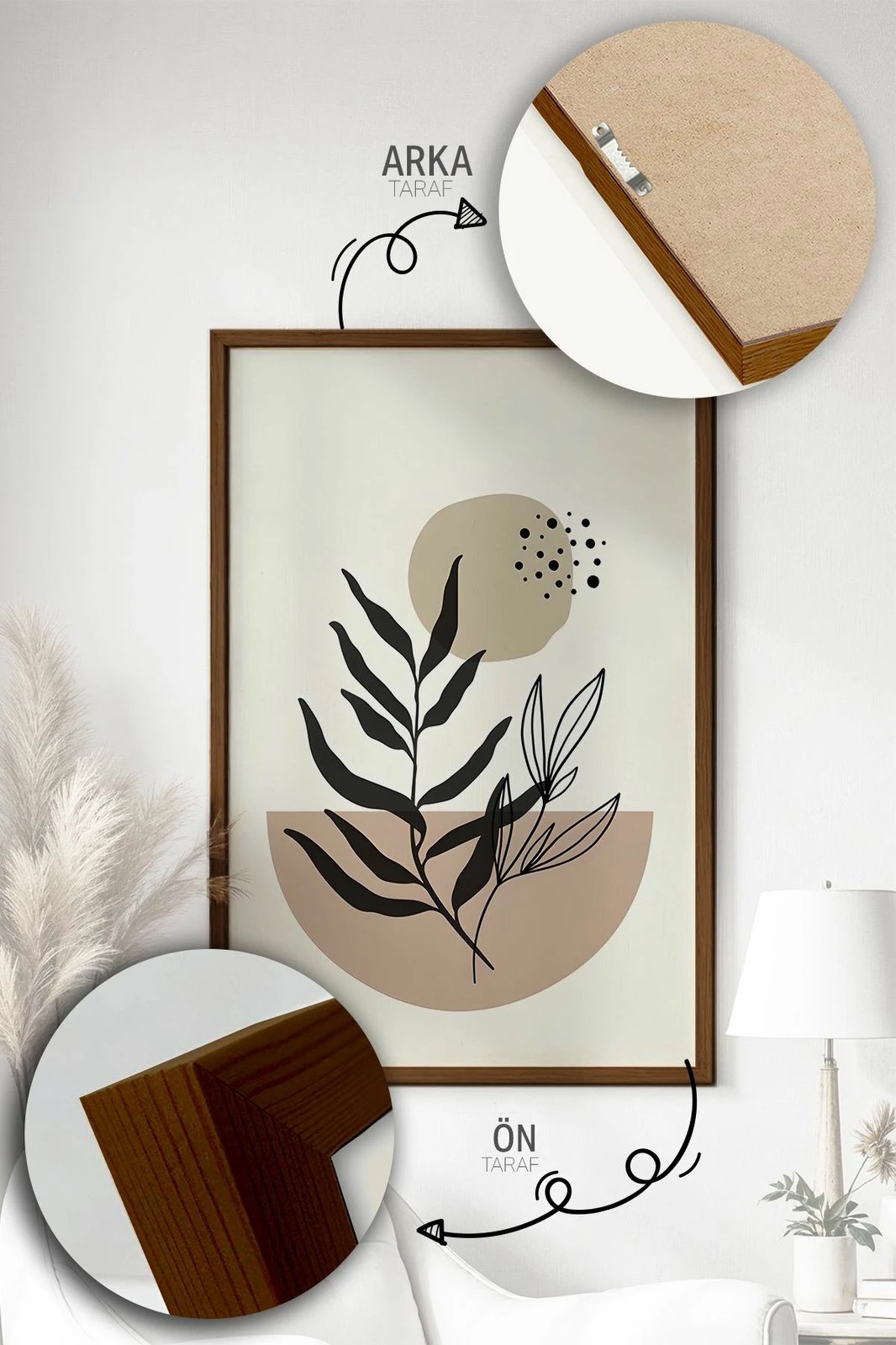 Set pikturash dekorative me kornizë, 3 copë, Wallity, Artvmodel7-Kahve