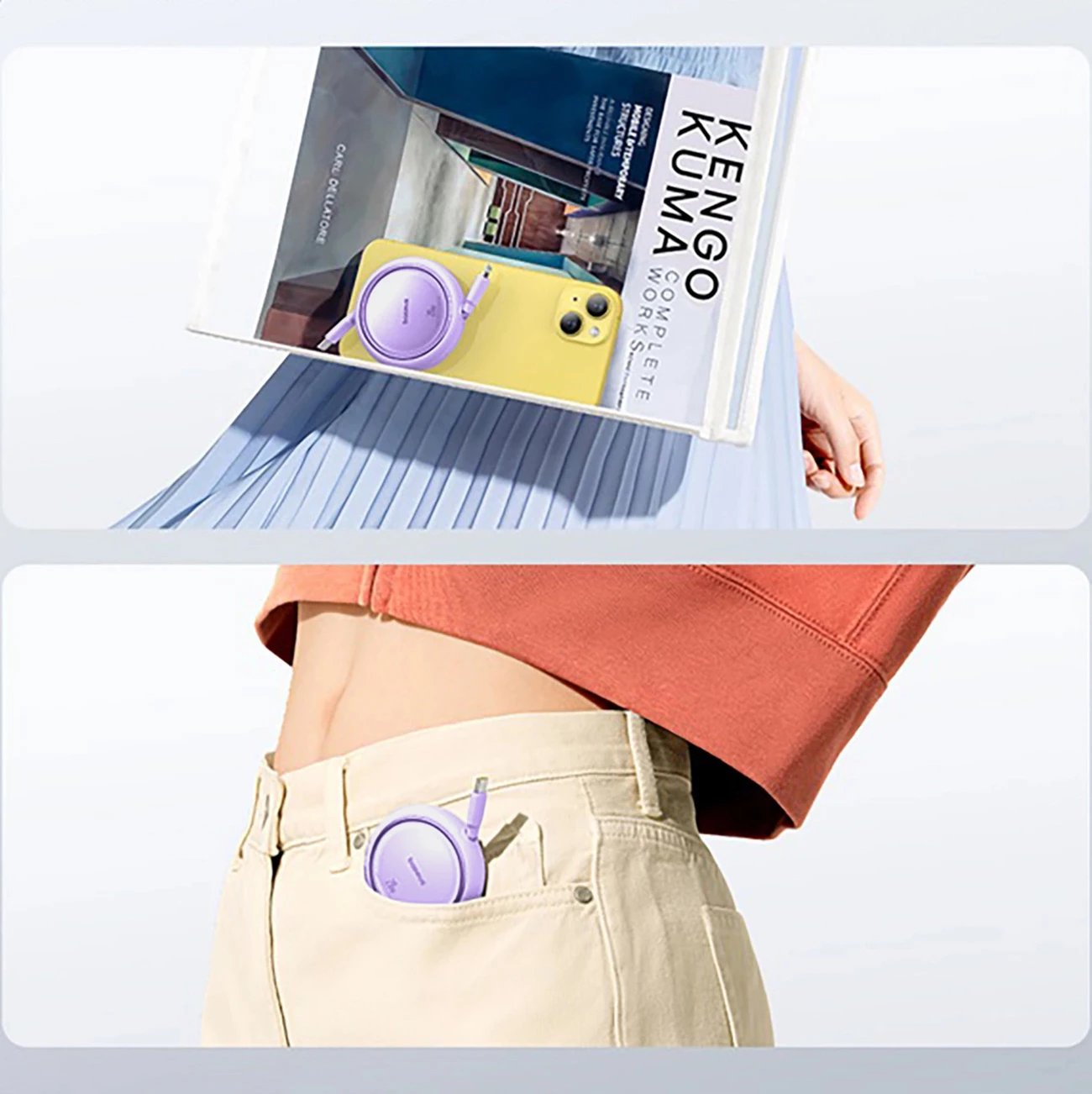 Kabllo karikimi dhe të dhënash Baseus Free2Pull, 1m, USB-C në Lightning, 20W, vjollcë