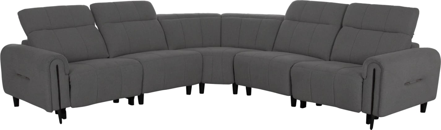 Këndore me 5 pjesë, 2 ulëse me recliner elektrik, ngjyrë gri, ORACLE FH3290.01, 293x293x98cm