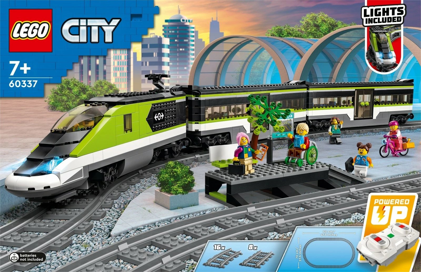 Set ndërtimi LEGO City Express Passenger Train 60337, 764 pjesë, me telekomandë, për fëmijë, shumëngjyrësh