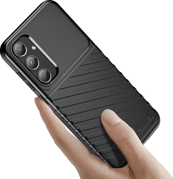Mbështjellës i blinduar Hurtel Thunder Case për Samsung Galaxy A55, i zi