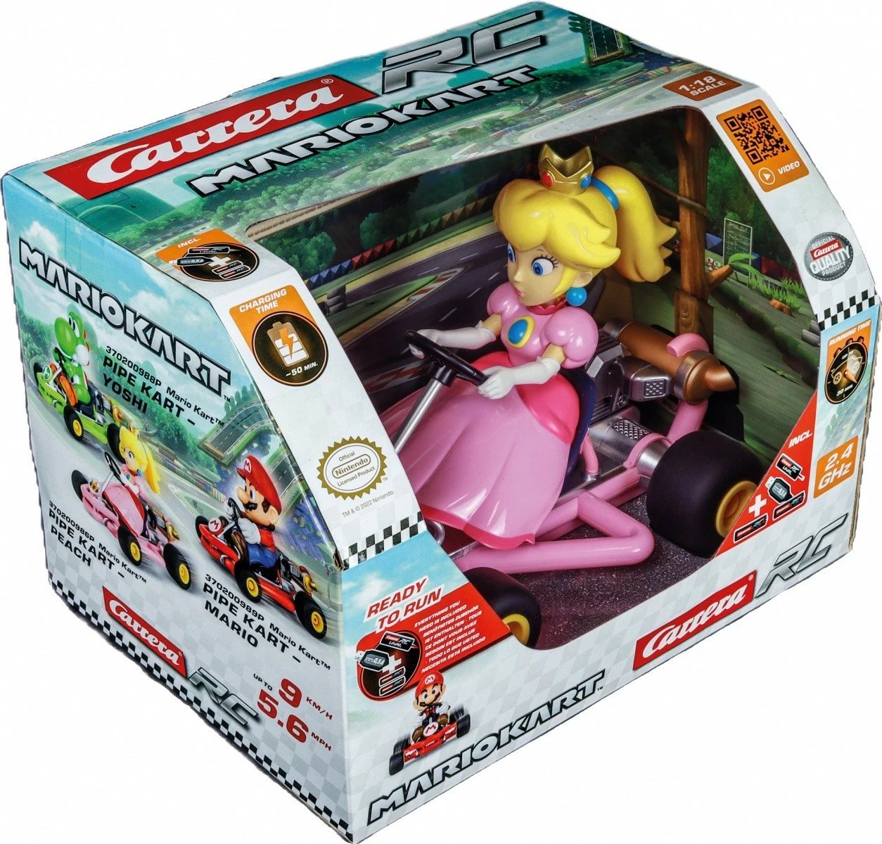Makine lodër me telekomandë Carrera RC Mario Kart Peach Pipe Kart, 1:18, rozë