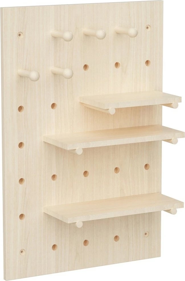 Tabelë organizuese murale, Maclean MC-130 WD, 40x60 cm, 3 rafte + 5 grepa, ngarkesë 20 kg, dru i çelët Tabelë organizuese murale, Maclean MC-130 WD, 40x60 cm, 3 rafte + 5 grepa, ngarkesë 20 kg, dru i çelët