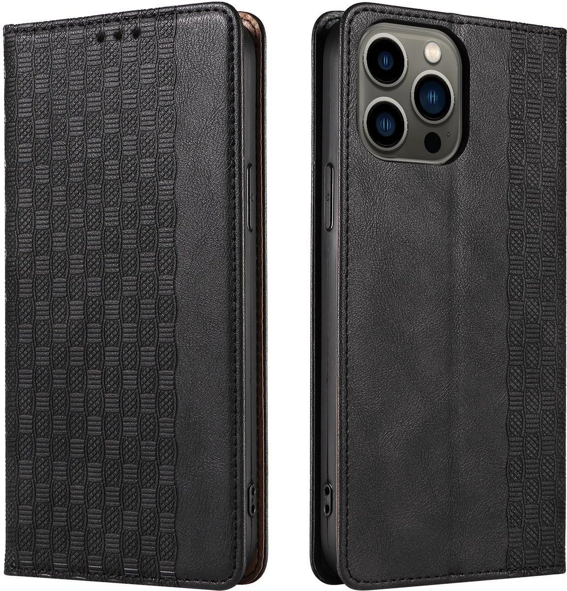 Mbështjellës Hurtel Magnet Strap Case për iPhone 13 Pro Max, me portofol dhe litar dore, e zezë