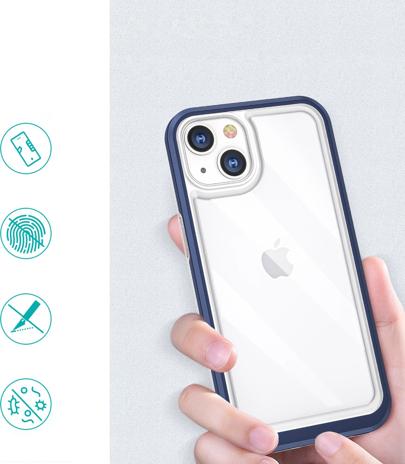Mbështjellës Hurtel Hybrid Armor Clear 3in1 për iPhone 13 mini, Kaltër/Transparent